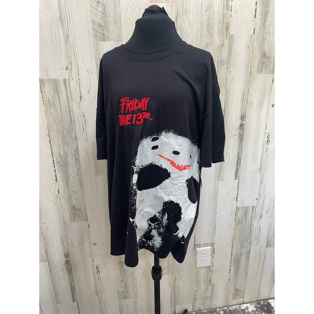 Friday the 13th Jason Voorhees Hockey Mask Graphic T-Shirt Mens XL Black sku568